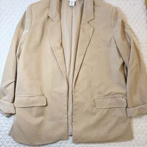 Nicole Miller Classic Lined Tan One-Button Blazer